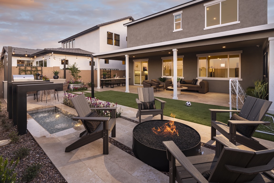 outdoor fire pit and seating areas