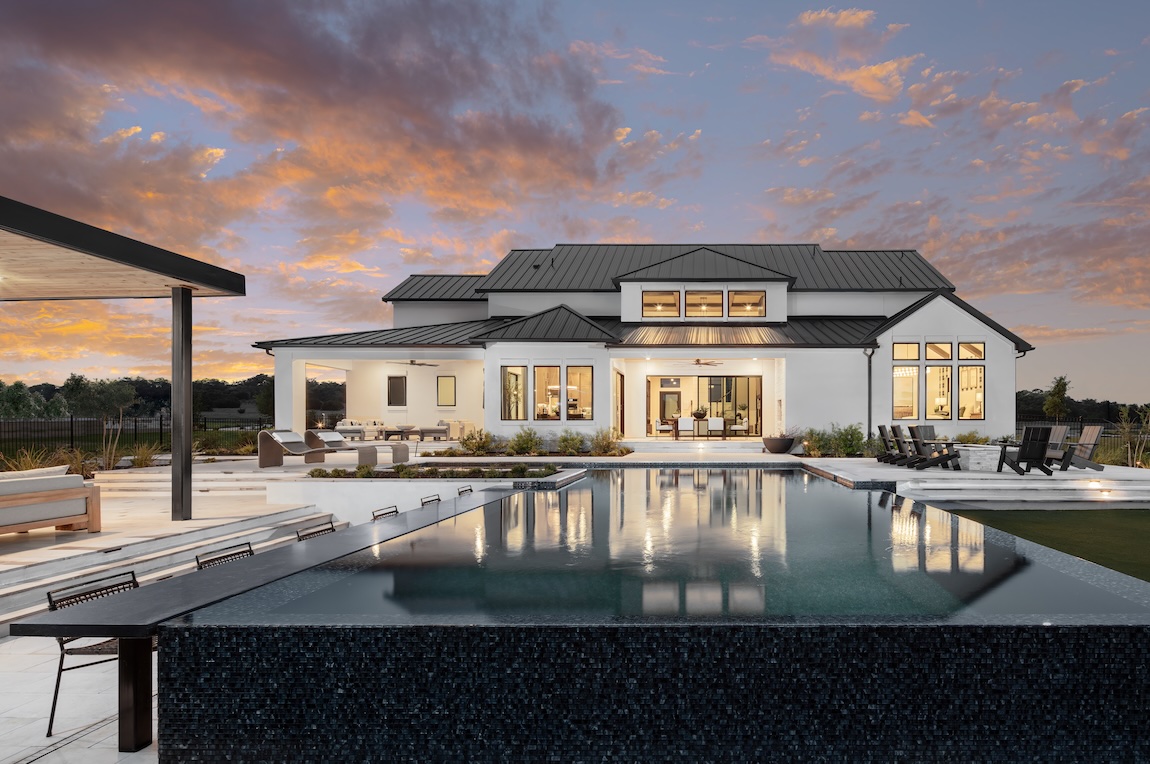 luxury exterior of quick move-in home in Texas with pool