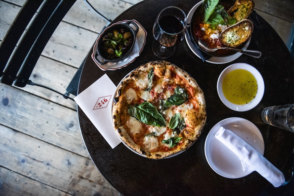 pizza at a local restaurant